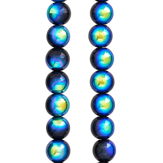Black Aurora Borealis Round Glass Beads, 10mm by Bead Landing™